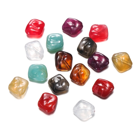 Acrylic Irregular Flat Stone Beads Marble Texture Loose Beads For DIY Jewelry Making Phone Chain Necklace Accessories