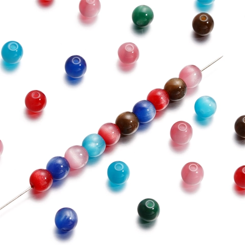 Resin Faux Cat Eye Round Beads 6mm 8mm Smooth Shiny Loose Spacer Beads For DIY Jewelry Making Necklace Bracelet Accessory