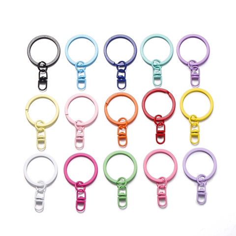 Colorful Painted Metal Key Ring With Rotating Lobster Clasp DIY Keychain Accessories Candy Color Alloy Key Ring Hook Set
