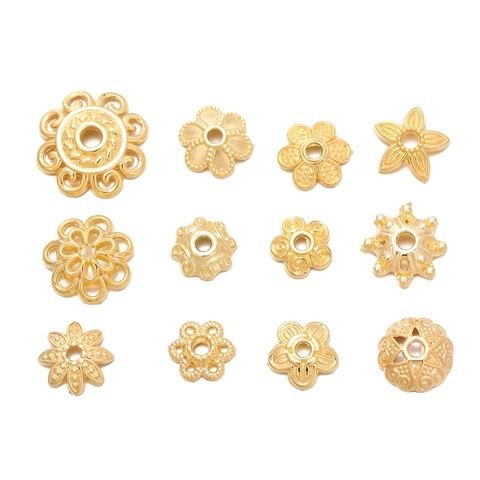 Alloy Gold Flower Bead Caps Vintage DIY Jewelry Making Findings For Hairpins Bracelets Spacer Beads Components