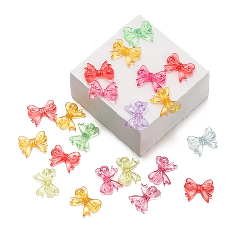 Acryl Transparante Strik Kralen Snoepkleur Schattige Strikvorm Losse Kralen Voor DIY Sieraden Maken Telefoonketting Accessoires
