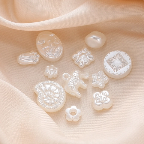 ABS Artificial Pearl Beads Baroque Style Flower Elephant Butterfly Conch Cameo For DIY Jewelry Making Accessories