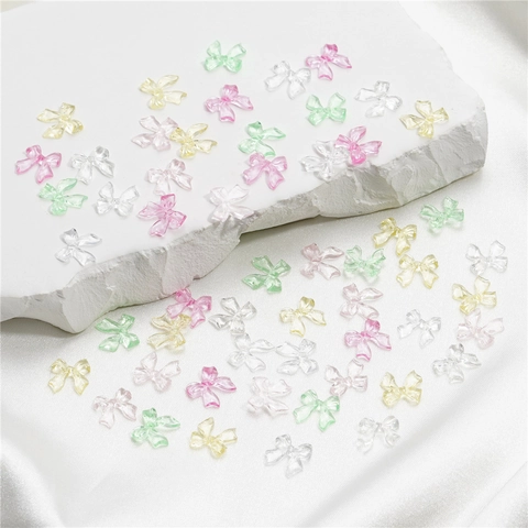 Mini Acrylic Bow Nail Art Decorations Transparent Sweet Resin Bow Charms For DIY Phone Case Jewelry Making Accessories