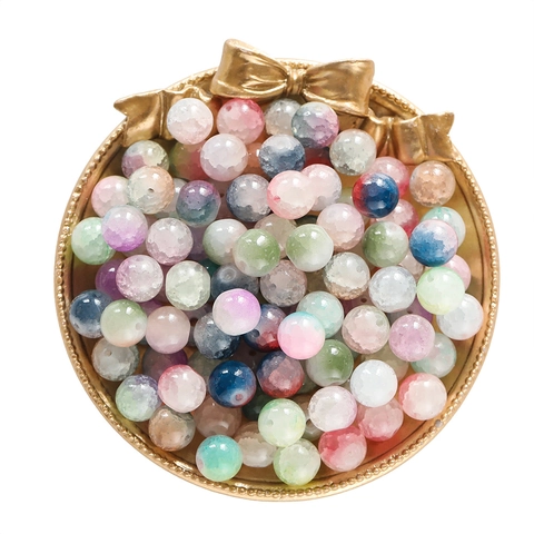 10mm Crackle Glass Beads For DIY Jewelry Making Frosted Ice Crack Round Beads For Necklace Bracelet Phone Chain Accessories