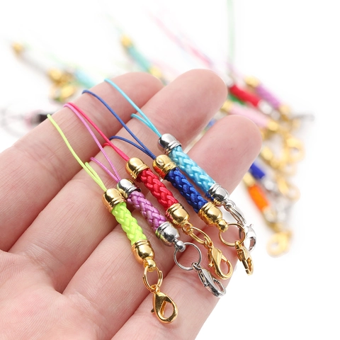 DIY Braided Mobile Phone Lanyard Colorful Pagoda Buckle Lobster Clasp Zinc Alloy Polyester Rope Hand Strap Jewelry Making Finding