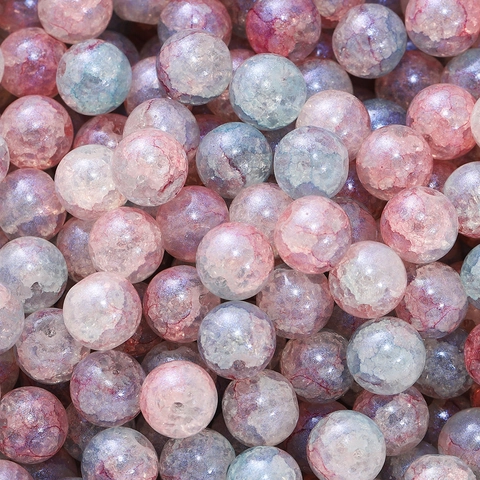 Perles en Verre 10mm pour la Fabrication de Bijoux DIY Rond Texture de Marbre Style Impressionniste Perles en Vrac