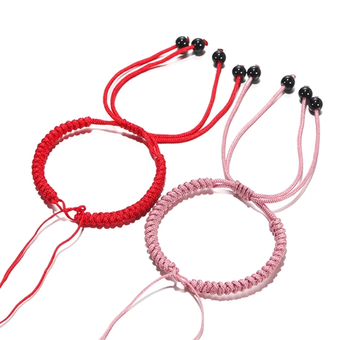 Handgemaakt Gevlochten Verstelbaar Armbandkoord Polyester Touw DIY Sieraden Maken Draad Met Zwarte Kralen Voor Heren Dames Etnische Stijl