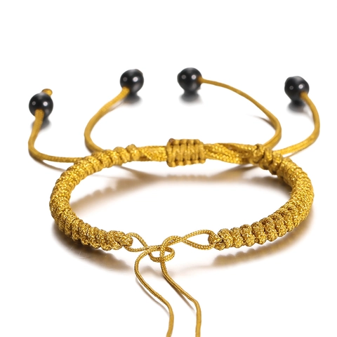 Handgemaakt Gevlochten Verstelbaar Armbandkoord Polyester Touw DIY Sieraden Maken Draad Met Zwarte Kralen Voor Heren Dames Etnische Stijl