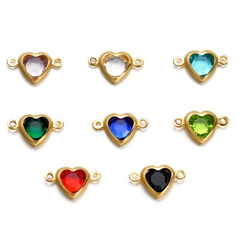 Stainless Steel Heart Round Crystal Glass Pendants For DIY Necklace Bracelet Earrings Jewelry Making Accessories
