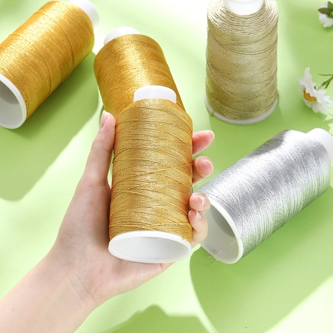 Metallisches Gold Silber Polyestergarn Für Stickerei DIY Handweben Kordel Schmuckherstellung Material Dekorative Kordeln