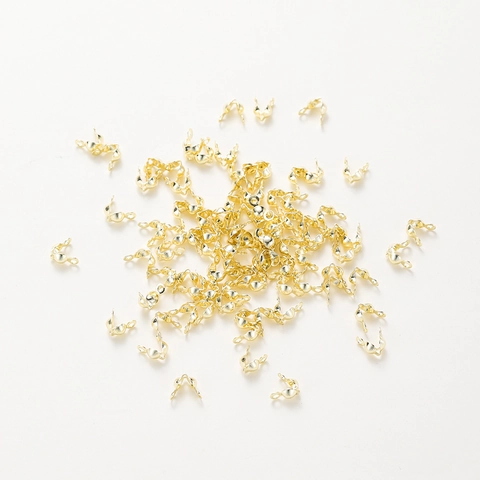 Color Preserving Copper Plated Gold Rose Gold Bead Tips Calottes Crimp Covers Connectors For DIY Jewelry Making Findings