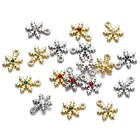 Alloy Snowflake Pendant Charms With Rhinestone For DIY Jewelry Making Bracelet Necklace Accessories Small Sparkling Fashion Handicraft