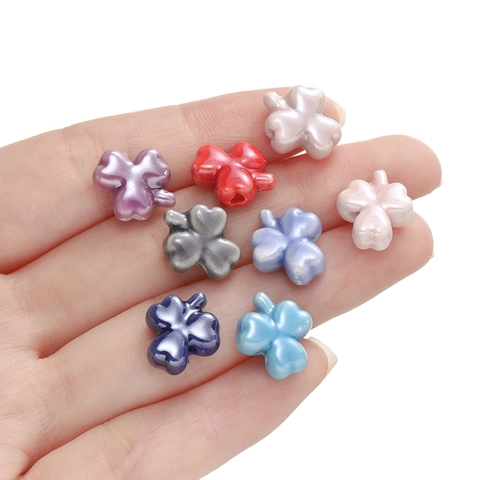 Glazed Shamrock Ceramic Beads Botanical Clover Flower Petal Loose Beads For Handcrafted DIY Jewelry Making Findings