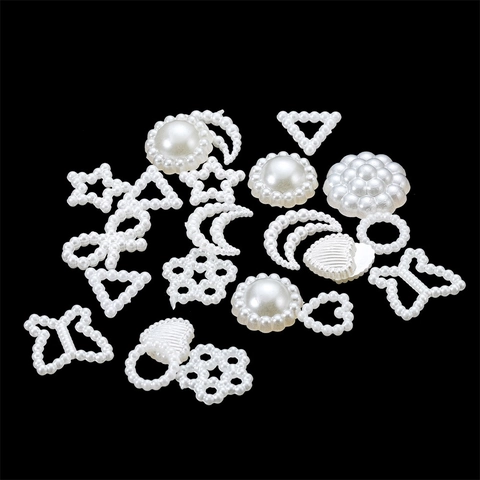 Patchs Flatback en Perles Artificielles Blanches de Formes Variées Pour Fabrication de Bijoux DIY Coque Téléphone Nail Art