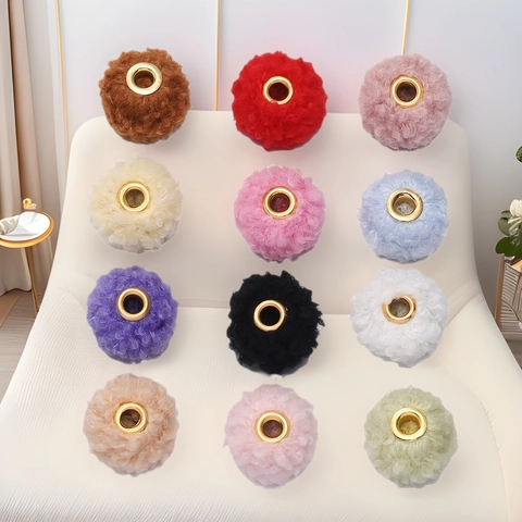 18mm Teddy Velvet Curly Wool Large Hole Beads Colorful Plush Ball Spacer Beads For DIY Jewelry Making Craft Accessories