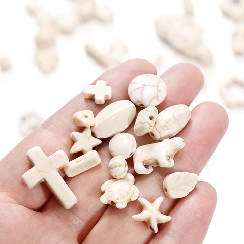 Synthetic White Turquoise Acrylic Beads Irregular Cross Skull Animal Heart Shape Loose Spacer Beads For DIY Jewelry Making
