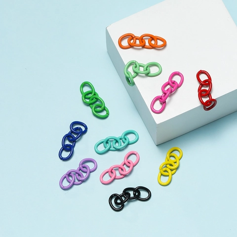 DIY Jewelry Accessories Colorful Baking Paint Iron Four Section Chain Link Keychain Extension Chain For Jewelry Making