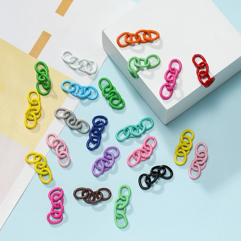 DIY Jewelry Accessories Colorful Baking Paint Iron Four Section Chain Link Keychain Extension Chain For Jewelry Making
