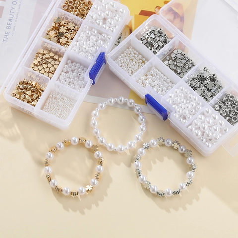 ABS Kunstperlen CCB Künstliche Perlen DIY Schmuckherstellung Materialien Armbänder Halsketten Aufbewahrungsbox Gold Silber Handgemacht Zubehör