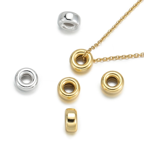 925 Sterling Silver Round Bubble Spacer Beads Polished Smooth Ring Beads DIY Jewelry Making Components For Necklace Bracelet