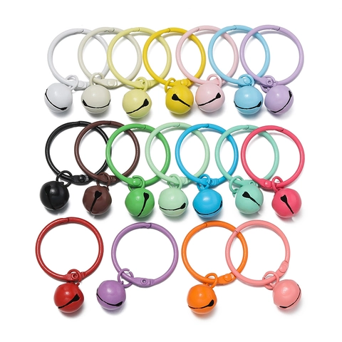Iron Spray Painted Card Ring With Bell Colorful DIY Loose Leaf Ring Keychain Accessory For Book Organization Jewelry Making