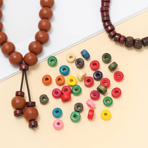 Colorful Cylindrical Wood Beads Macaron Tones Spacer Beads Handmade Loose Beads For Jewelry Making DIY Handmade Craft Accessories