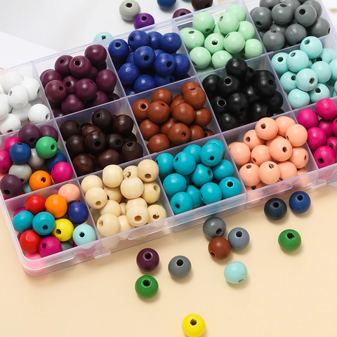Solid Color Wooden Round Beads Loose Spacer Beads For DIY Jewelry Making Bracelet Necklace Handmade Craft Supplies