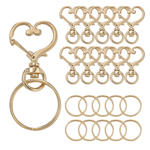 Chiusura Girevole a Moschettone a Forma di Cuore E Portachiavi Rotondo in Lega di Rame Accessori Fai da Te per Gioielli
