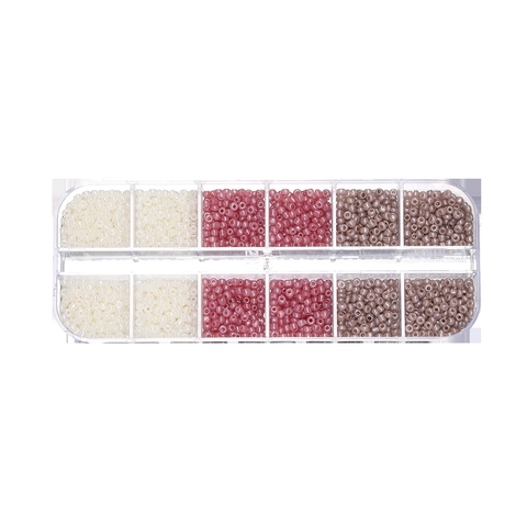 Set di Perline in Vetro Laccato 12 Griglie Colorate 2mm Perline Rotonde Per Gioielli Fai da Te Bracciale Collana Materiali Artigianali