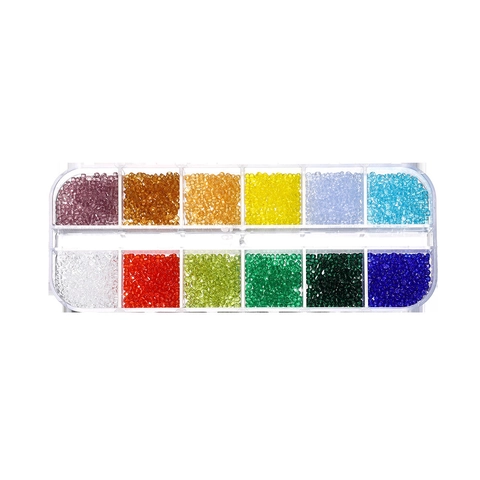 Set di Perline in Vetro Laccato 12 Griglie Colorate 2mm Perline Rotonde Per Gioielli Fai da Te Bracciale Collana Materiali Artigianali