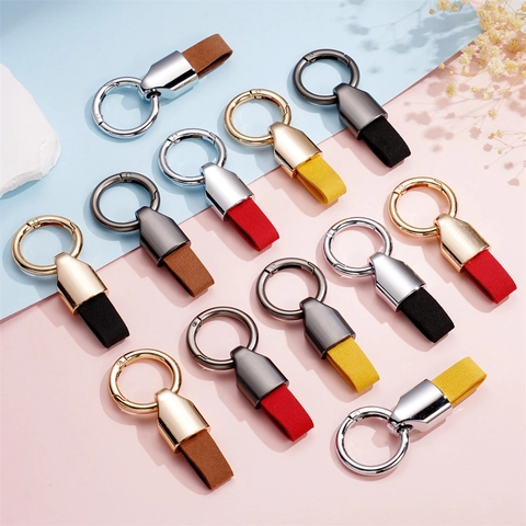 Luxus Legierung Rindsleder Schlüsselanhänger Matt Minimalistisch Auto Schlüsselring Für Damen Herren Wildleder Lederband Galvanisierter Schlüsselhalter