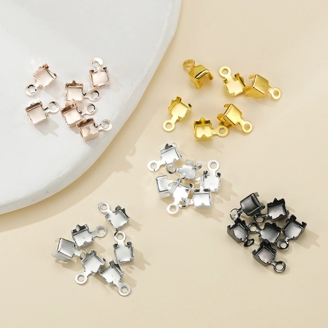 Iron Metal Crimp End Caps DIY Jewelry Making Folding Clasps For Necklace Bracelet Cord Ends Connection Finding Supplies