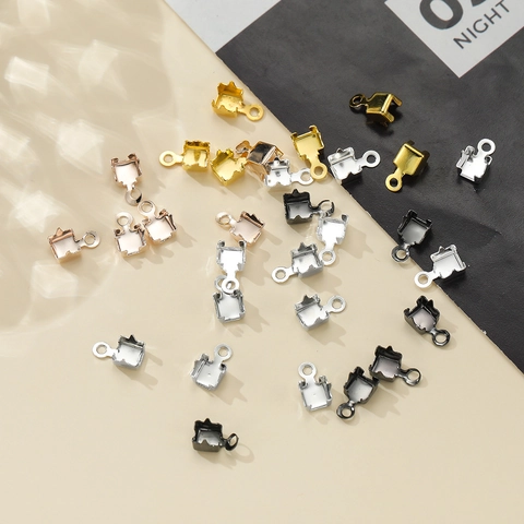 Iron Metal Crimp End Caps DIY Jewelry Making Folding Clasps For Necklace Bracelet Cord Ends Connection Finding Supplies