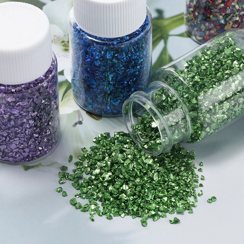 Metallischer Glanz Unregelmäßiges Glas Bruchstein Für DIY Handwerk Nagelkunst Mikro Landschaftsbau Dekoration Glasperlen In Flaschen