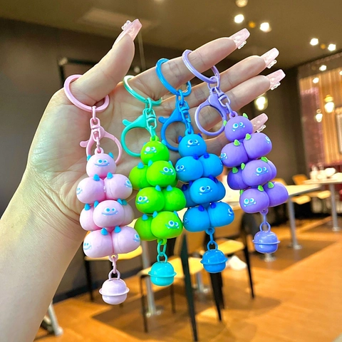 Cute Stackable Animal Keychain 3D Cartoon Panda Rubber Bag Pendant Ornament With Bell Accessory For Kids Birthday Gift