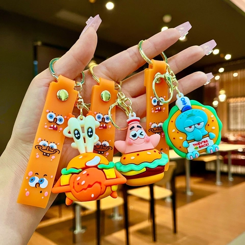 Cartoon Animal Character Keychain PVC Silicone Bag Charm Cute Food Shape Key Ring Holder Creative Gift For Women Kids