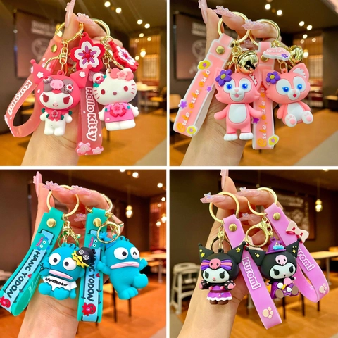 Cartoon Animal Character Keychain PVC Silicone Bag Charm Cute Food Shape Key Ring Holder Creative Gift For Women Kids
