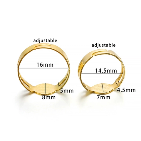 Adjustable Iron Ring Base For DIY Jewelry Making Round Flat Pad Grid Texture Tray Welding Ring Findings Gold Silver Plated