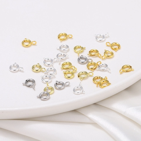 Gold Plated Metal Spring Ring Clasps O-Shape Connector For Necklace Bracelet DIY Jewelry Making Findings Accessories