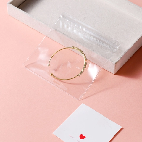 Borsa Porta Gioielli in PVC Trasparente Ispessita Anti-ossidazione con Chiusura a Zip per Orecchini Collane Anelli Confezione Fai-da-te