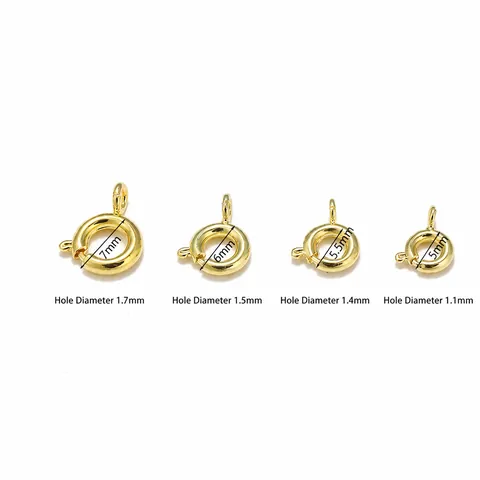 Gold Plated Metal Spring Ring Clasps O-Shape Connector For Necklace Bracelet DIY Jewelry Making Findings Accessories