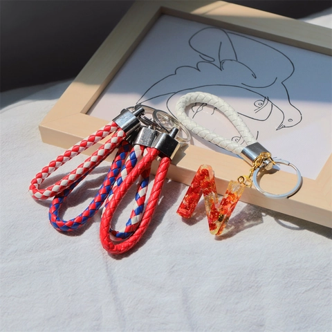 Handgeweven PU Leren Touw Sleutelhanger Voor Autosleutel Ring DIY Gevlochten Leren Koord Tas Hangend Accessoire Voor Unisex