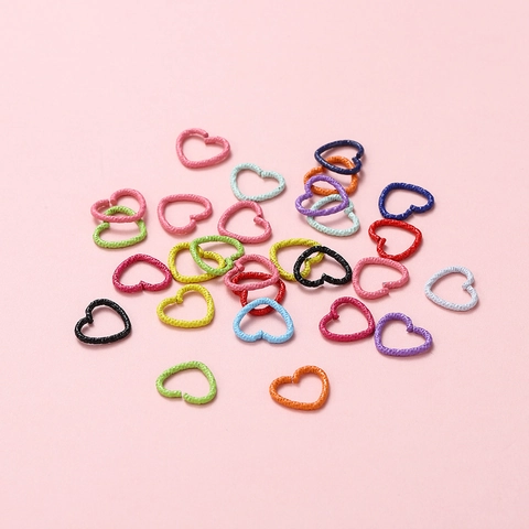 Heart Shaped Painted Embossed Open Jump Rings Iron Connectors For DIY Jewelry Making Handmade Jewelry Findings Mixed Colors