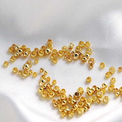 High Quality Gold Plated Copper Crimp Beads DIY Jewelry Making Spacer Findings For Necklaces Bracelets Craft Accessories