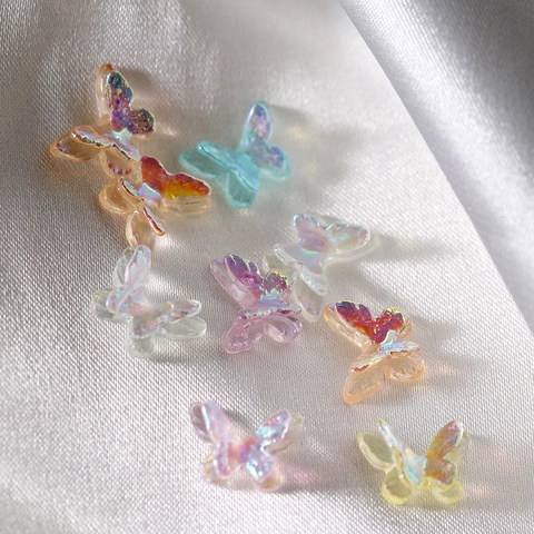 Aurora Iridescent Butterfly Resin Cabochons Flatback For DIY Crafts Decoration Jewelry Making Nail Art Phone Case Accessories