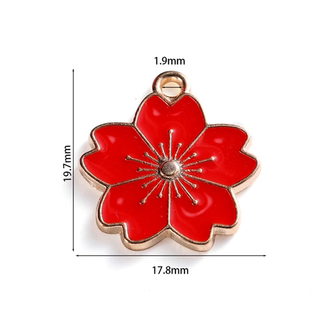 Alloy Enamel Cherry Blossom Pendants Sakura Flower Charms For DIY Jewelry Making Earrings Bracelet Necklace Accessories