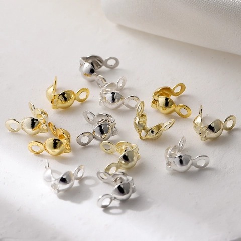 Gold Plated Copper Calotte Ends Bead Tips Clamshell Connectors For Jewelry Making DIY Necklace Bracelet Findings Accessories