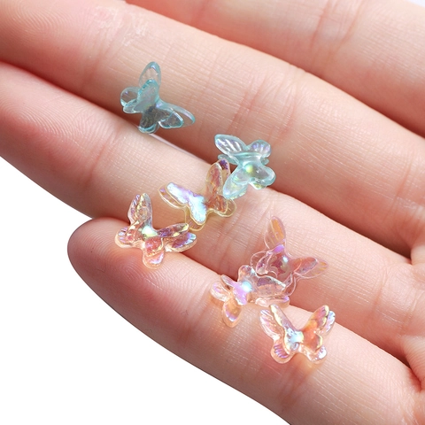 Aurora Iridescent Butterfly Resin Cabochons Flatback For DIY Crafts Decoration Jewelry Making Nail Art Phone Case Accessories