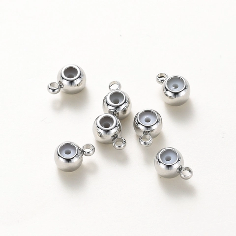Gold Plated Copper Silicone Positioning Beads With Loop DIY Bracelet Necklace Slider Adjustment Beads Jewelry Findings