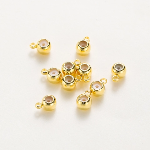 Gold Plated Copper Silicone Positioning Beads With Loop DIY Bracelet Necklace Slider Adjustment Beads Jewelry Findings
